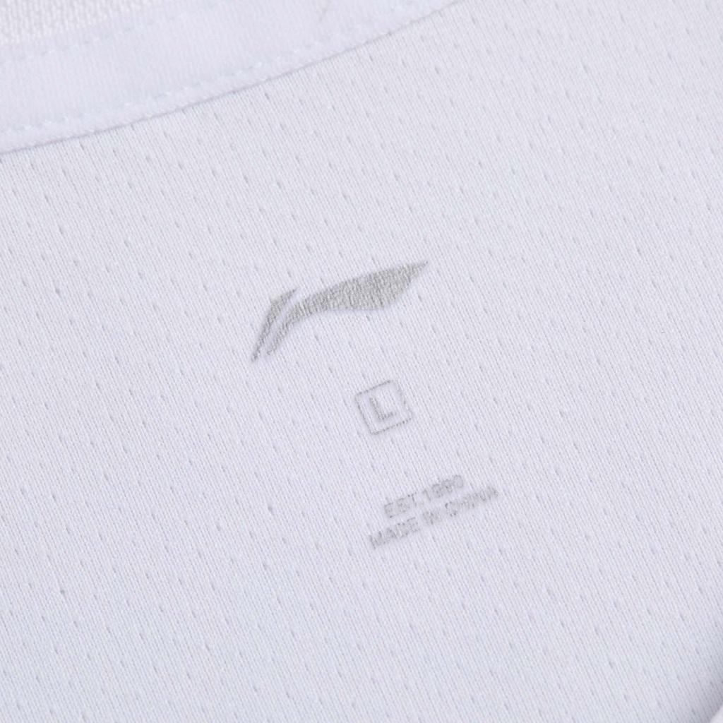 Li-Ning Comfortable Simple Versatile V-Neck Pullover Short Sleeve Badminton Shirt Unisex tops Standard-White AAYV163-2