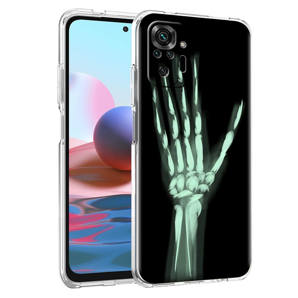 Transparent Phone Case for Redmi 14C 13C 10C 10 9 Note 13 12 11 K50 K40 Plus Pro 4G 5G Soft TPU Cover Autumu X Ray Hand Bones