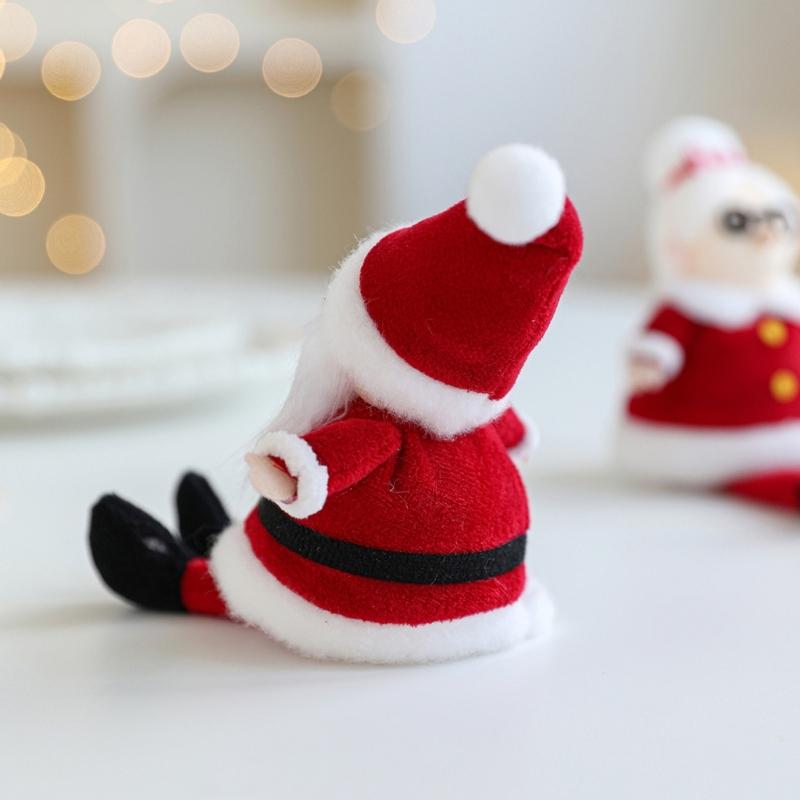 Santa And Snowman Sitting Plush Dolls Christmas Decorative Ornament For Home Office Party Gift