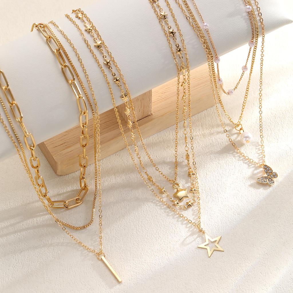 10 Pcs Fashion Butterfly Necklaces For Women Boho Vintage Colorful Simple Pendant Choker Chain New Jewelry Gifts