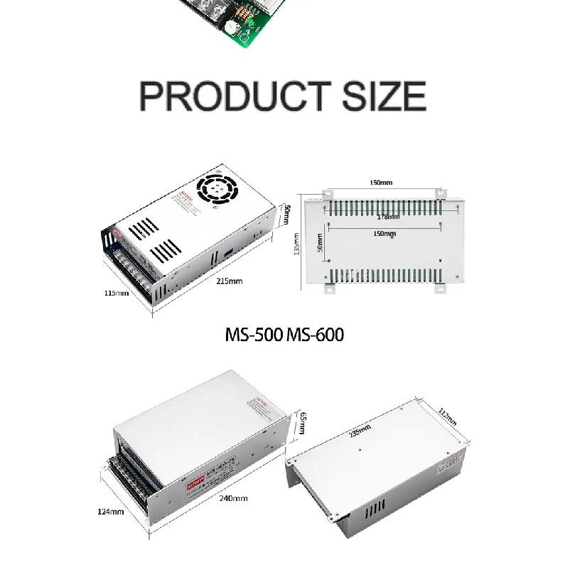 Adjustable Switching Power Supply 500W 600W 800W 1000W 1200W 1500W 0-12V 24V 36V 48V 60V 72V 80V 110V 150V 220V Transformers