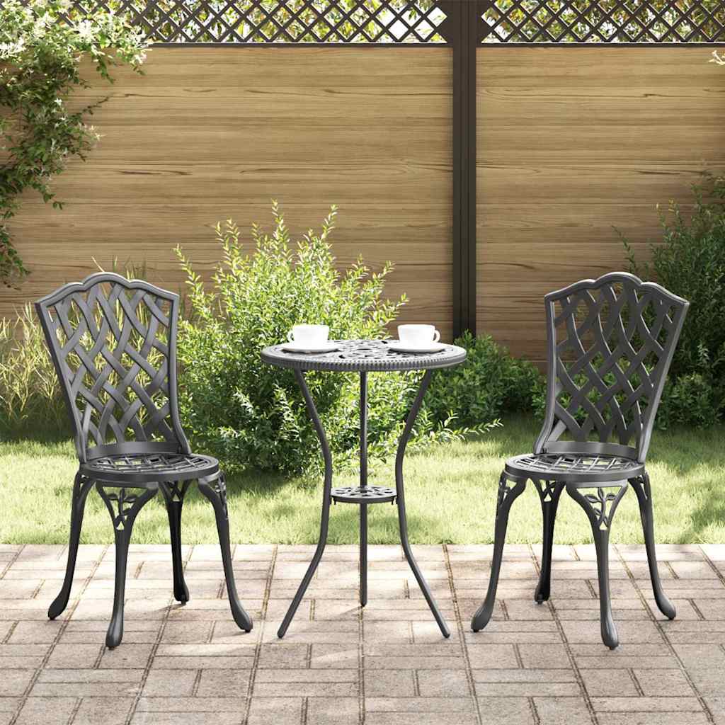 Garden Bistro Set 3 pcs Black Aluminum