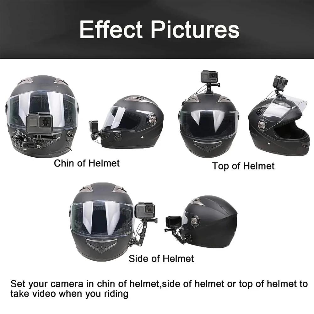 Motorcycle Helmet Kit for GoPro Hero 12 11 10 9 8 7 Action Camera Accessories Set Chin Mount Bracket Bike Chin Mount For Go Pro