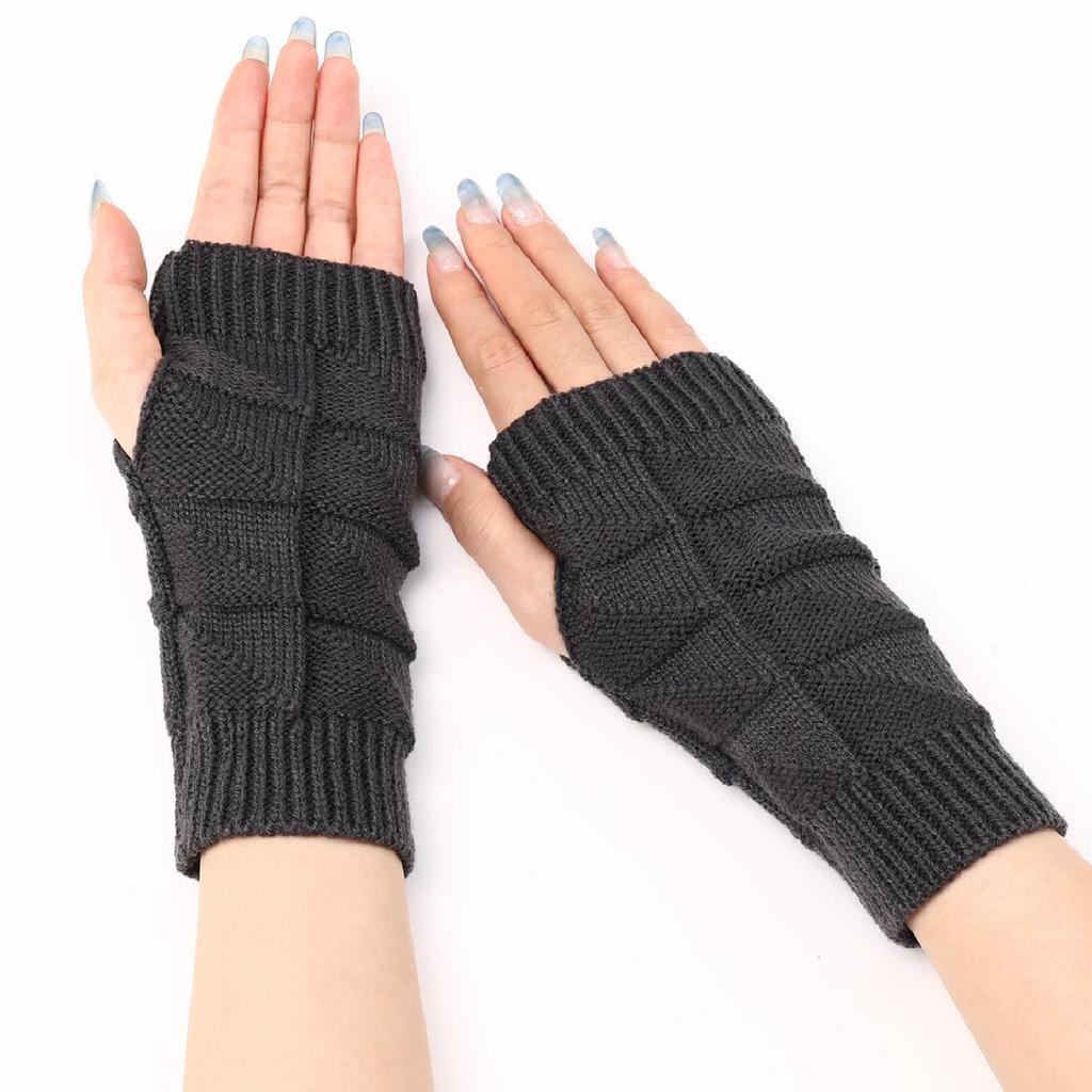 Neue Herbst und Winter Damen gestrickte warme Handschuhe Halbfingerärmel kurze Armärmel