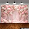 2D Plane Romantic Pink Rose Flower Background Fabric with a Combination of Light Pink and White Rose Globes