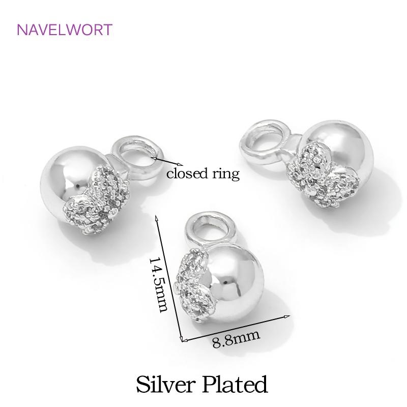 18K Gold Plated Inlaid Zircon Ball Pendant Charms,Brass Decorative Pendants,Charms For Bracelet,DIY Jewelry Making Accessories