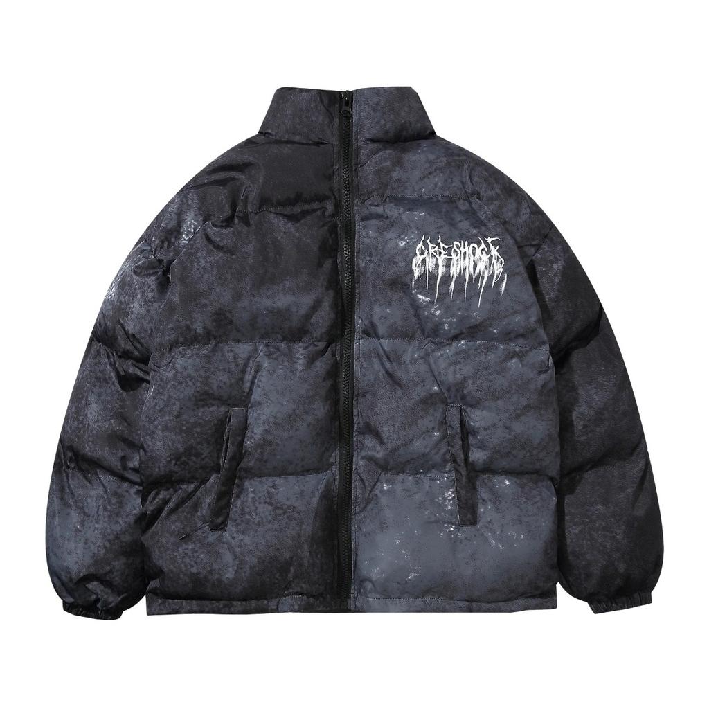 ZYLLO Hip Hop Graffiti Padded Bomber Jacket  Warm Cotton Winter and Spring Streetwear Parka Coat