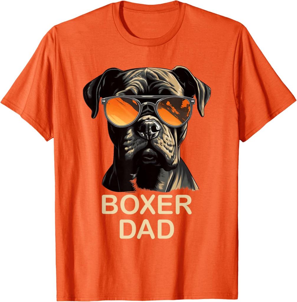T-shirt Grafica Boxer Papà Cane con Occhiali da Sole Regalo Divertente per Proprietario di Boxer