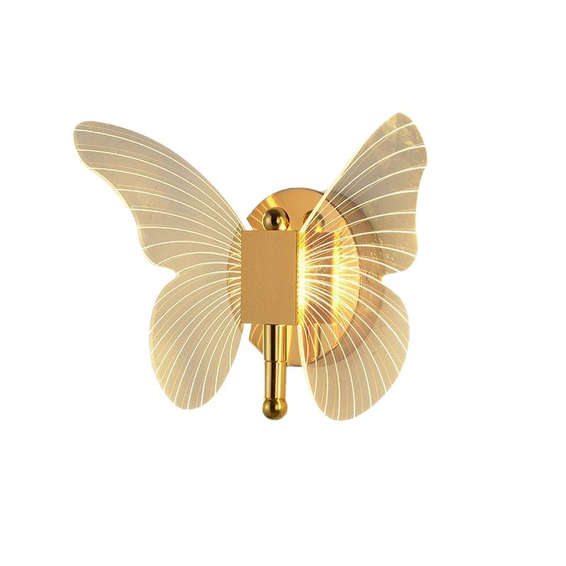 1PC Crystal Wall Lamp LED Wall Light Indoor Sconce Modern Butterfly Acrylic Three Color Dimmable Living Room Bedroom Bedside Decor