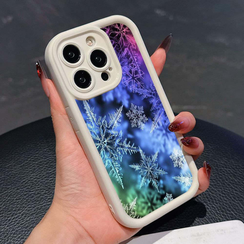 Winter Snowflake Mobile Cell Phone Case for iPhone 17 16 15 14 13 12 11 Air Pro Max Plus Thicken TPU Colorful Cover Luxury Cover