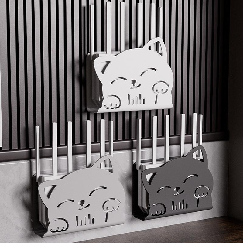 Wandhängendes kabelloses WLAN-Router-Regal Aufbewahrungsbox Katzenform Kunststoff-Organizer-Box Kabel-Netzteil-Halterungs-Organizer-Box Heimdekoration