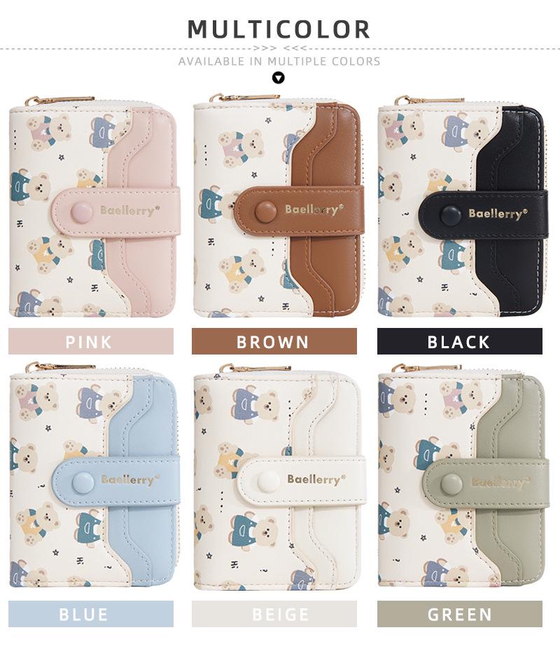 Little Bear Cartoon Zipper Wallet and Card Holder for Women & Students