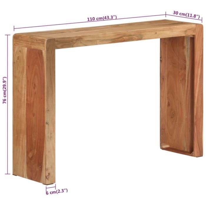 VidaXL Table console 110x30x76 cm bois massif d'acacia 351650
