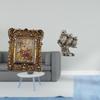 Hand Carved Floral Photo Frame with Owl Figurines Antique Picture Holder Tabletop Wall Mounted