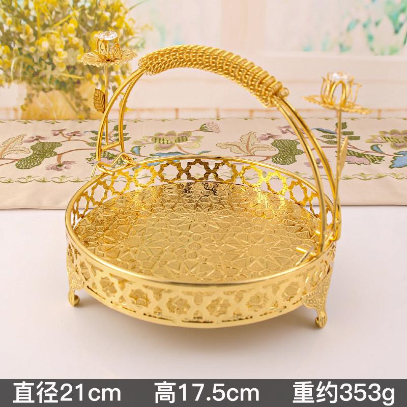 Vintage Round Fruit Tray,Cupcake Stand Decorative Dessert Platter with Handle for Wedding Birthday Party Afternoon Tea Cookies
