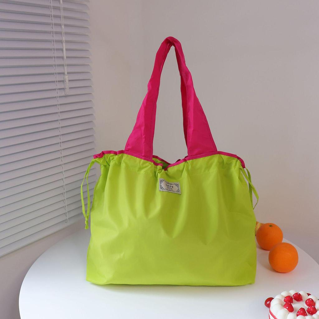 Large Capacity Foldable Shopping Tote with Drawstring