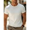 Men Crew Neck Short Sleeve T Shirt Vertical Ribbed Knit Slim Soft Stretchy Basic Daily Casual Pullover Tops