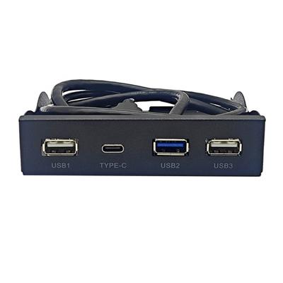 3.5 Inch Hub Splitter 19 Pin To Type C Ports 3.5mm Headphone Jacks Expansion Front Panel Shelf for Computer PC
