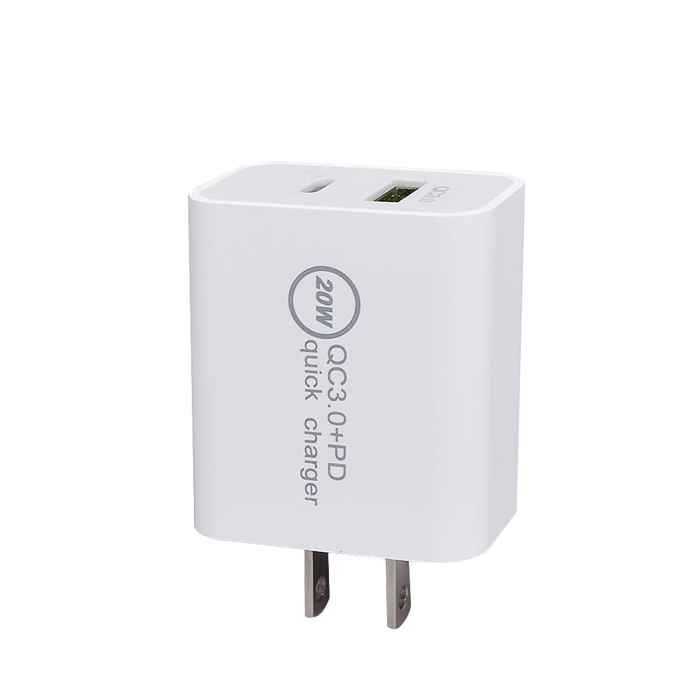 Best Selling EU US 20W Fast Charging Adapter Portable Dual Ports Type C Wall Charger for IPhone 12 13 14 Samsung PD 3.0 Function