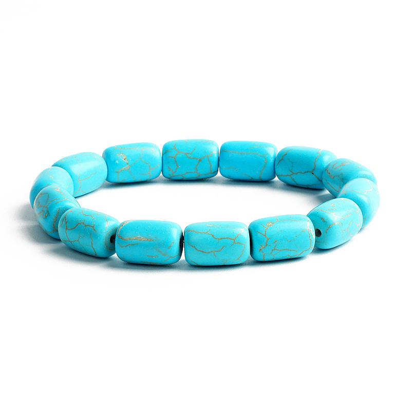 Bohemian Turquoises Beads Bracelets for Women Reiki Nature Stone Cube Cylinder Irregular Bracelets Healing Healthcare Jewelry