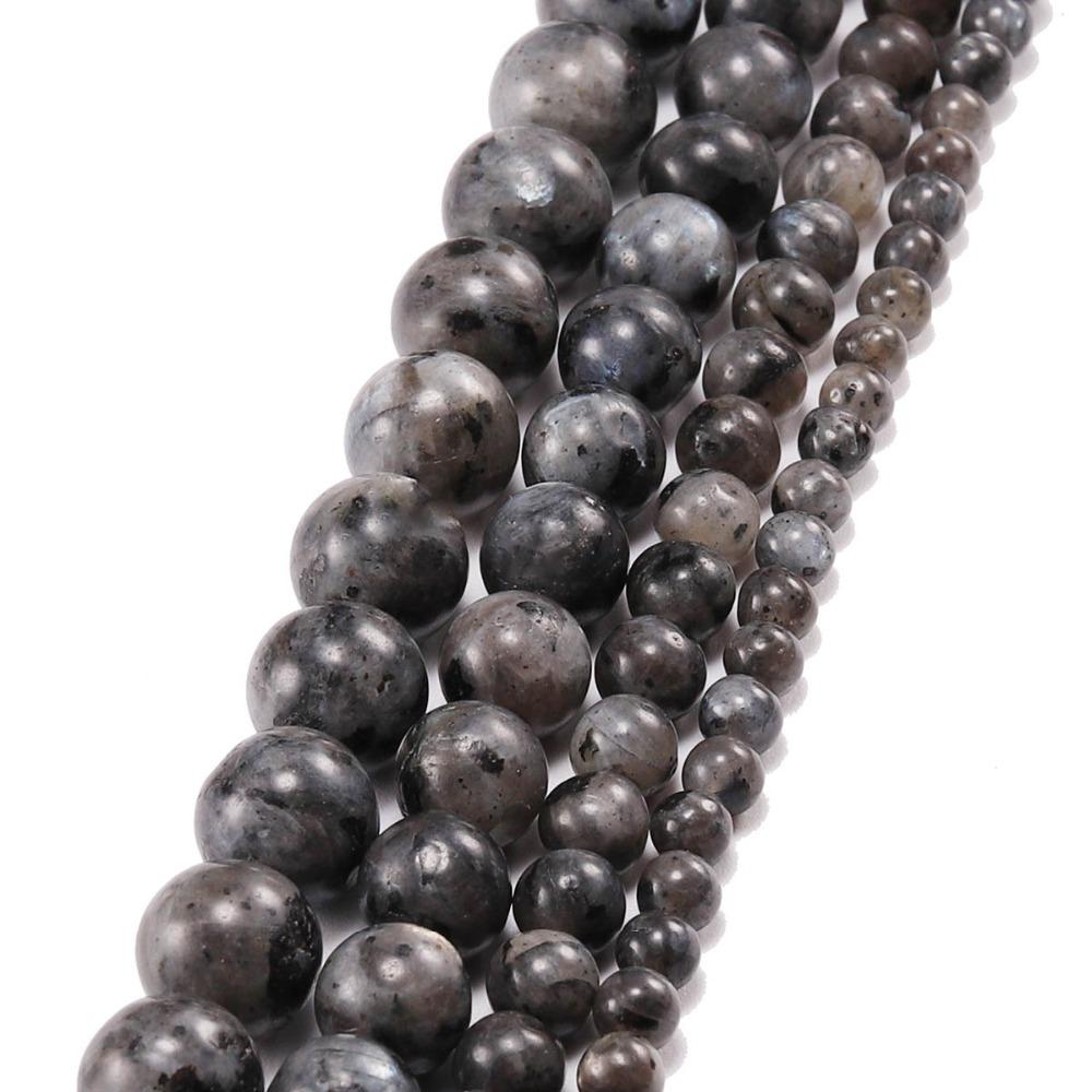 1 hebra/lote 4 6 8 10 12 mm labradorita Piedra Natural espectrolita negra cuentas espaciadoras sueltas redondas para fabricación de joyería DIY pulsera