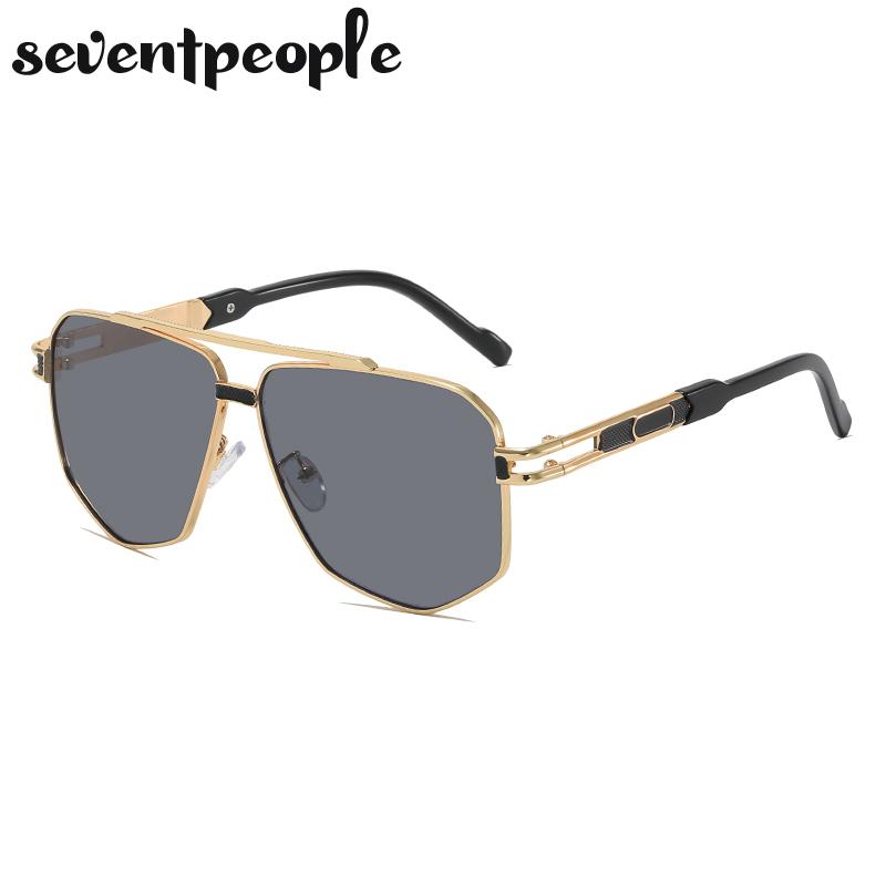 Oversized Hexagon Punk Sunglasses Men  Luxury Brand Vintage Steampunk Double Beam Sun Glasses Trendy Outdoor Shades For Male