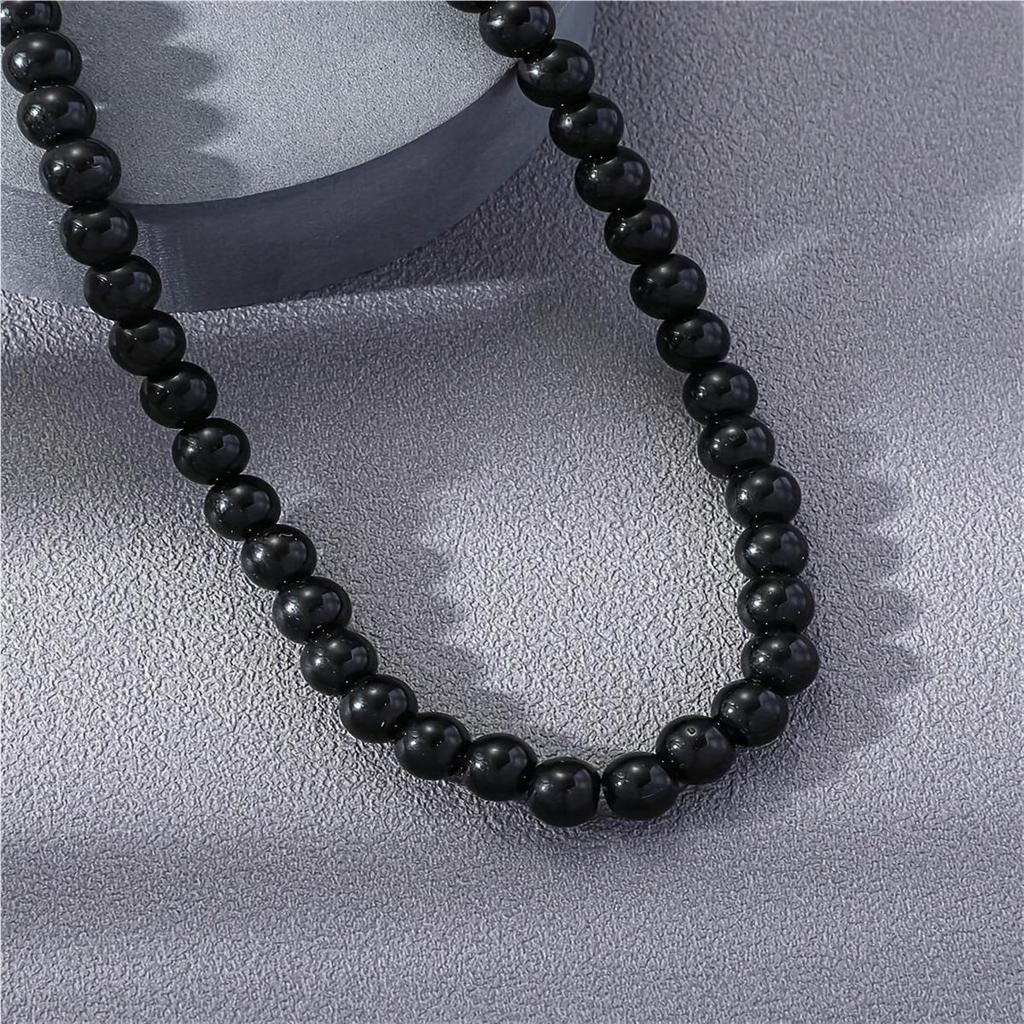 Men's Retro Minimalist Imitation Pearl Beaded Choker Necklace