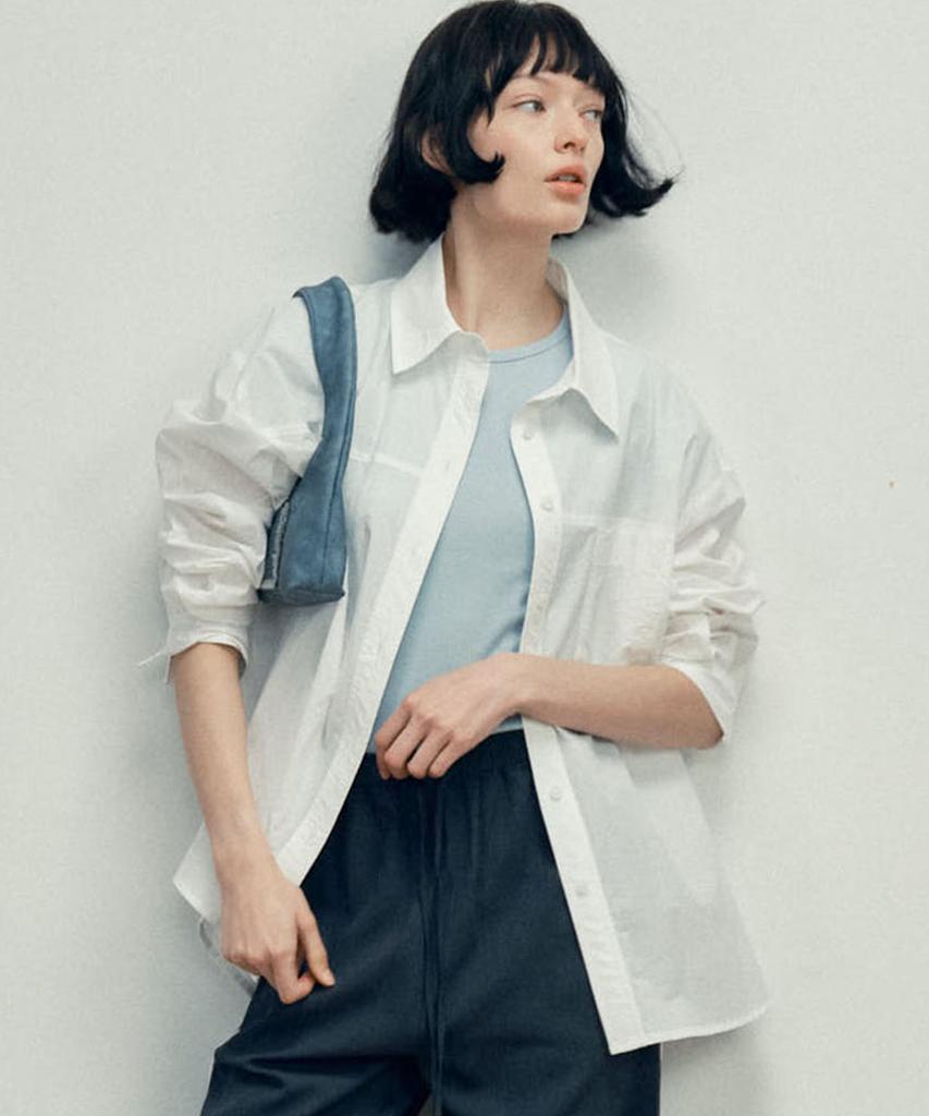 MALOUPE 4121 Summer Nylon Oversized Shirt (White)