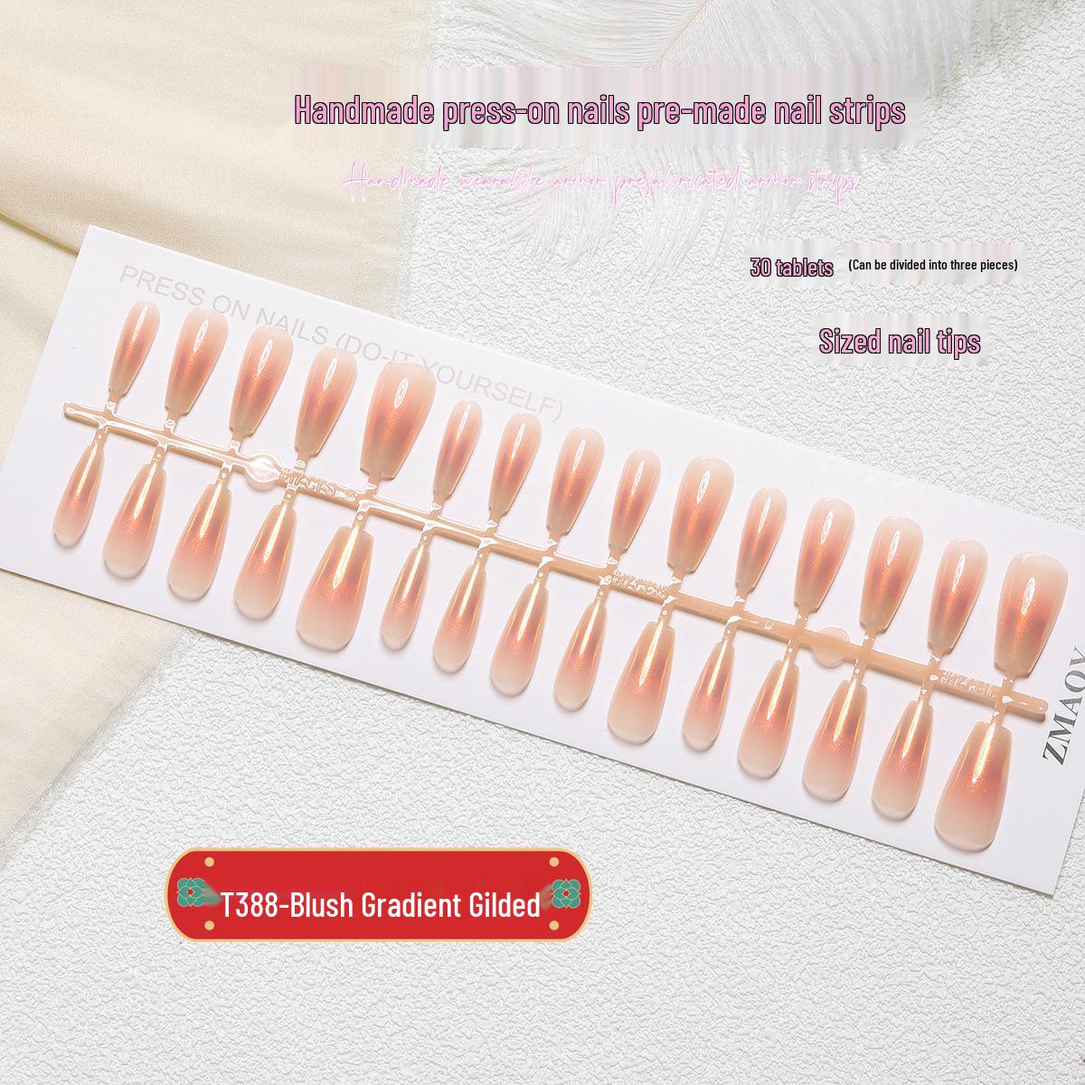 

Blush Gradient Gilded Cat Eye Manicure Nail Tips - 30pcs