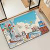 Fish Cat Cute Kawaii Door Mat Bath Microfiber Decorative Versatile Flannel Floor Mat Quick Dry Absorbent Non-slip Sole