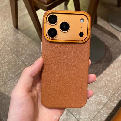 Luxury Matte PU Leather Texture Phone Case for iPhone 17 Air 16 15 14 Plus 13 12 Pro Max Metal Lens Protection Shockproof Cover