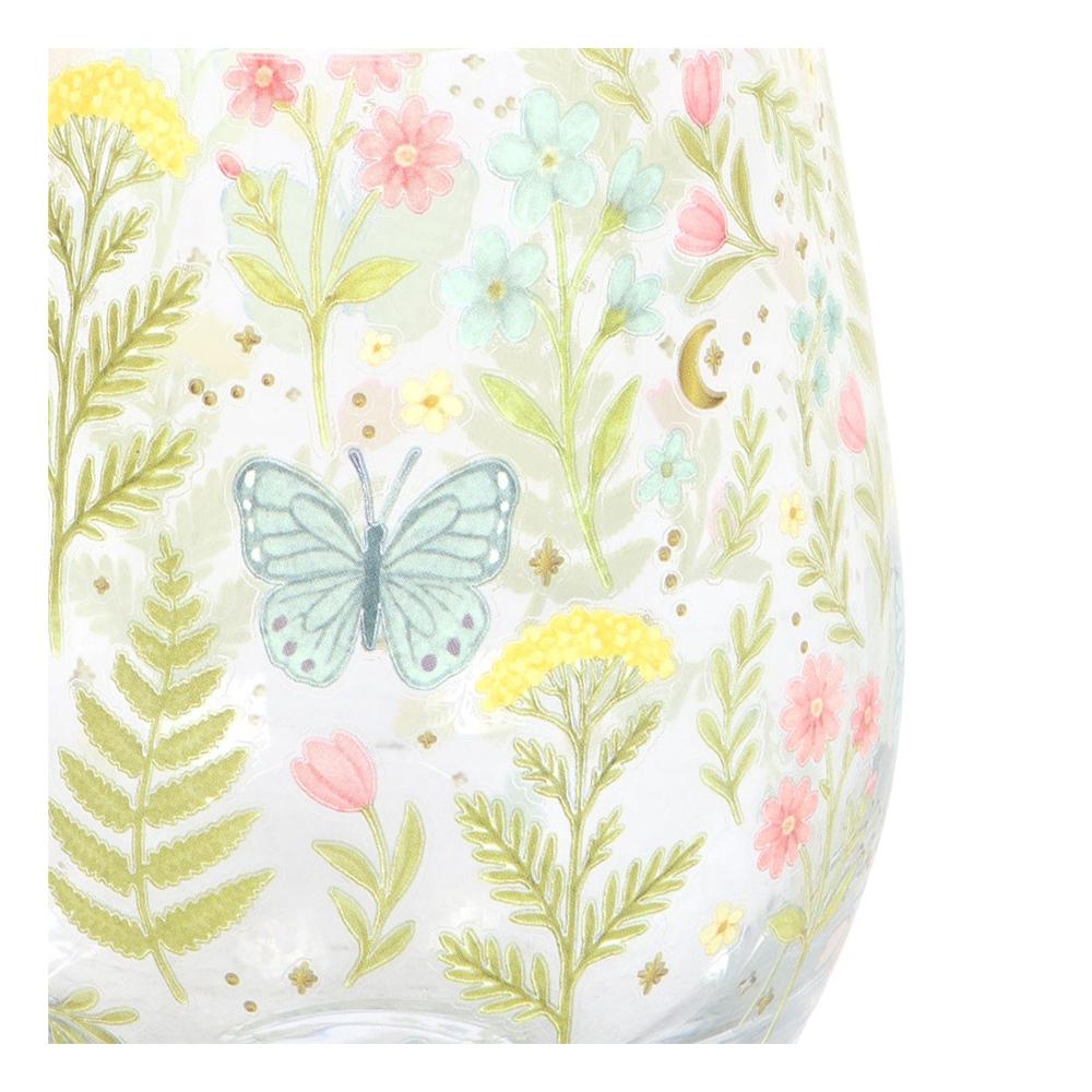 Something Different Luna Bloom Floral 450ml Stemless Glass