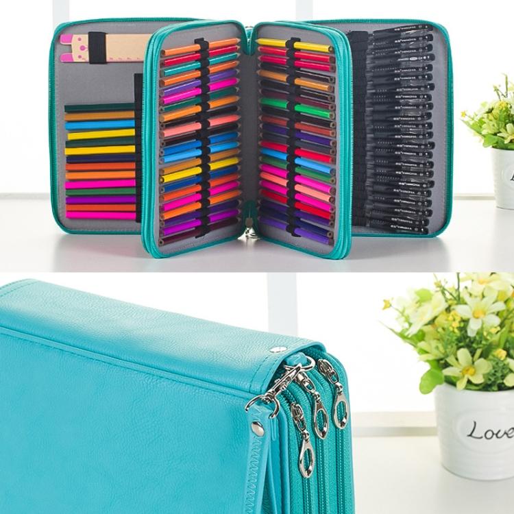 20% Discount 96 Slots Colored Pencil Case PU Leather Drawing Sketch Watercolor Pencils Holder Organizer with Hand Strap