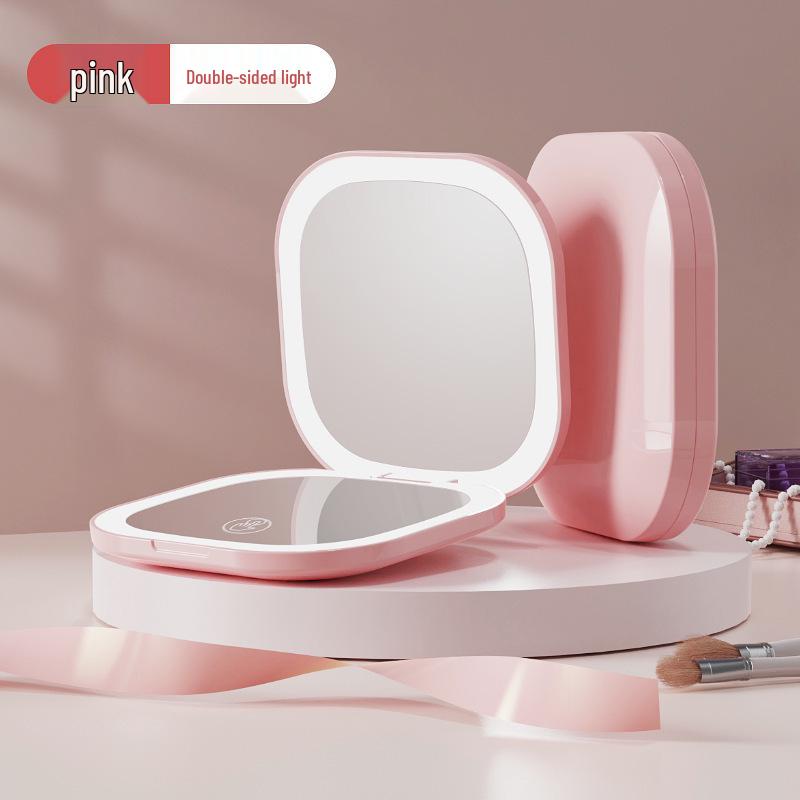 

Компактне світлодіодне дзеркало для макіяжу з триколірним освітленням, портативна складана конструкція та двосторонній огляд Square Double-Sided Pocket Mirror (Rechargeable)