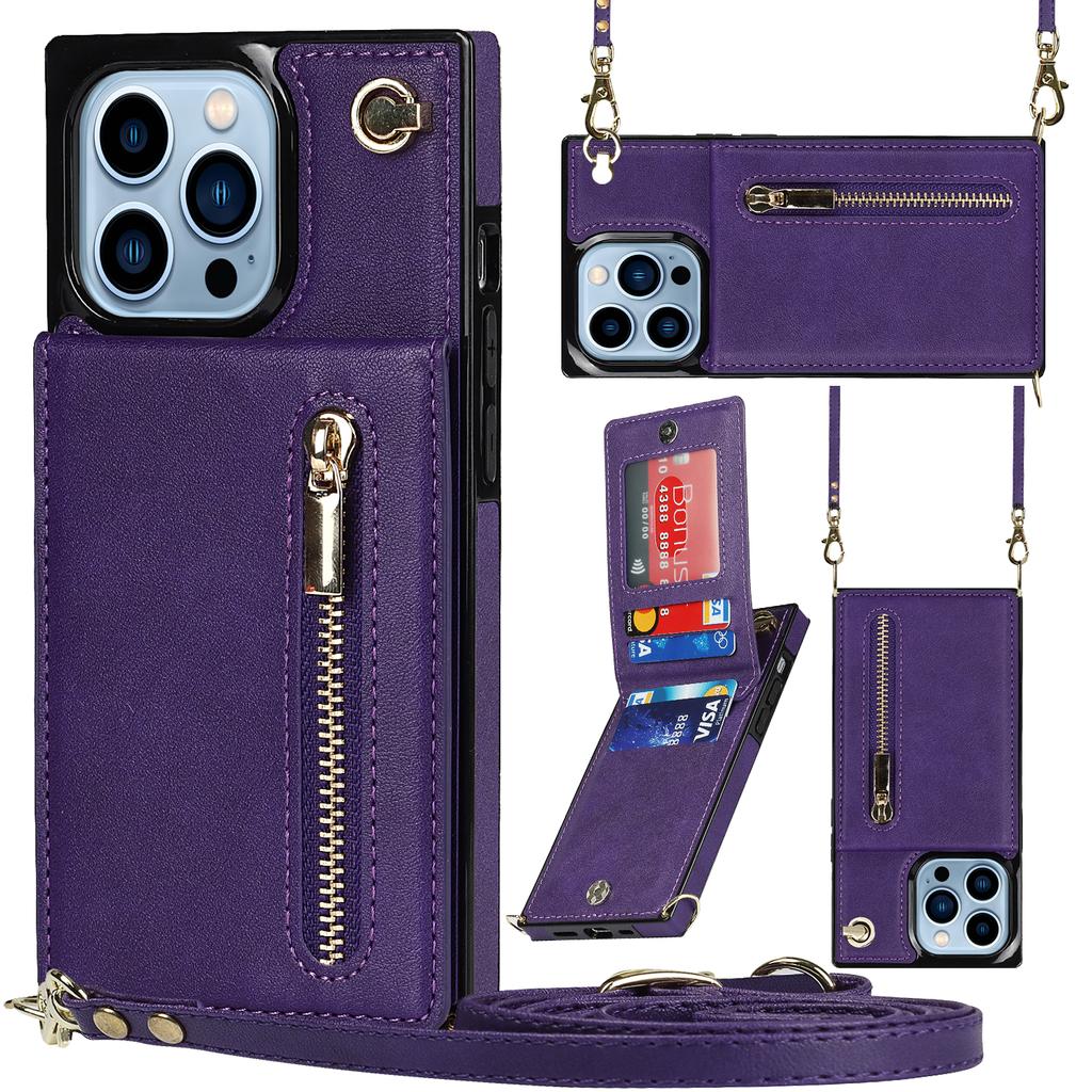 CrossBody Lanyard Zipper Wallet Leather Case for iPhone 15 14 Plus 13 12 11 Pro Max XSMax 8 7 P Samsung S24 S23 S22 S21 Ultra Plus S23 S21 FE Note20Ul