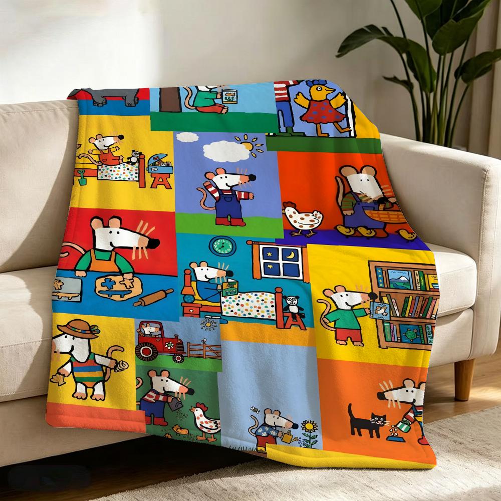 Cartoon M-Maisy M-Mouse Throw Soft Warm Flannel Throw Blanket, Multi-use for Sofa Bed Office Nap
