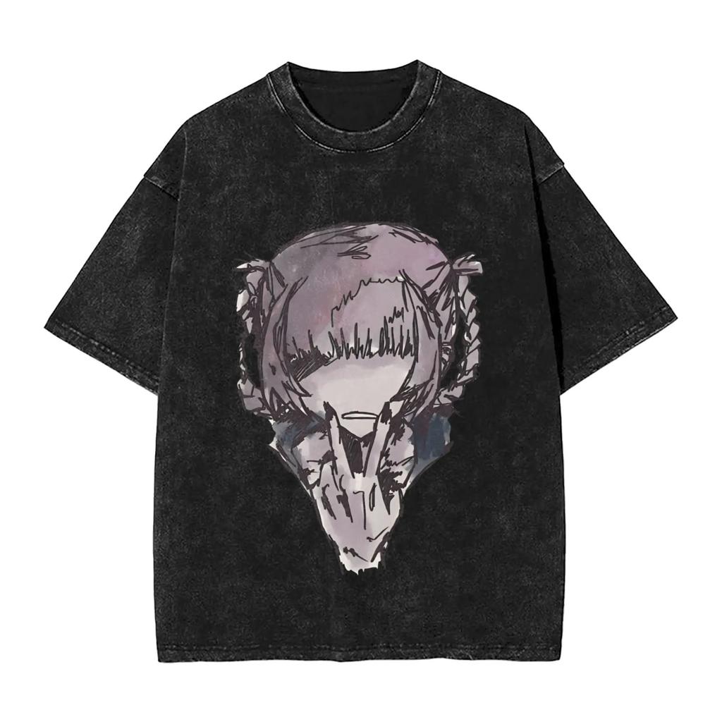 Hot Sale Call of The Night Nazuna Graphic Print Retro Washed TShirts Mens Women Crewneck Cotton Tees Streetwear Oversized Tops
