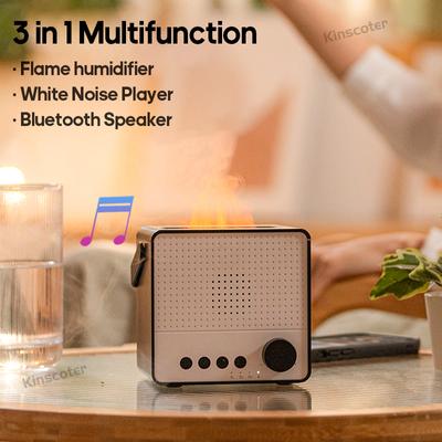 White Noise Player Machine Flammenbefeuchter Ätherisches Öl Aromadiffusor Schnurloser Bluetooth-Lautsprecher für Geschenkschlafzimmer