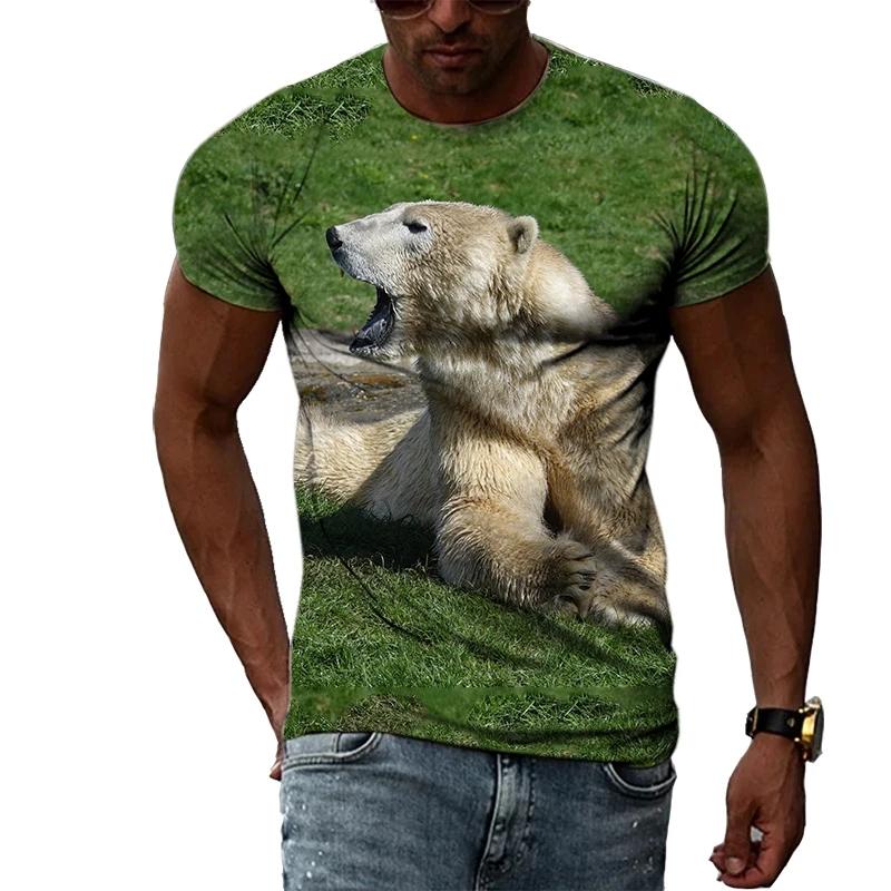 Letní móda Polar Bear Image Pánské ležérní tričko s 3D tiskem Hip-hop personalizované kulatý výstřih Top s krátkým rukávem