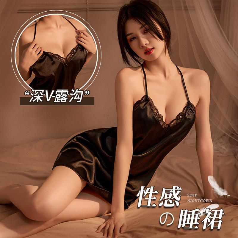 

Sexy lingerie sm sexy suspender lace nightdress seduction women s home pajama set One size fits all чёрный