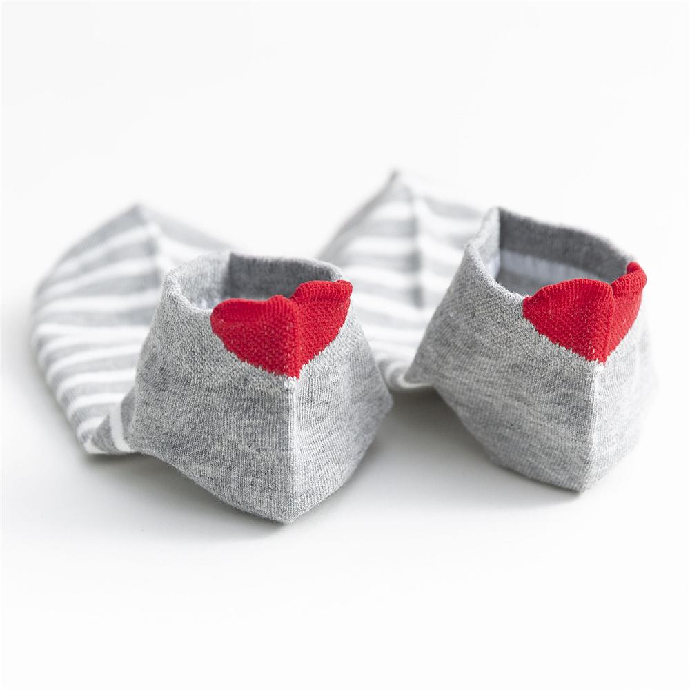 Chic Cute 3D Red Love Heart Heel Striped Short Ankle Socks Funny Girls' Happy Fresh Fashion Summer Literary Sokken Dropship