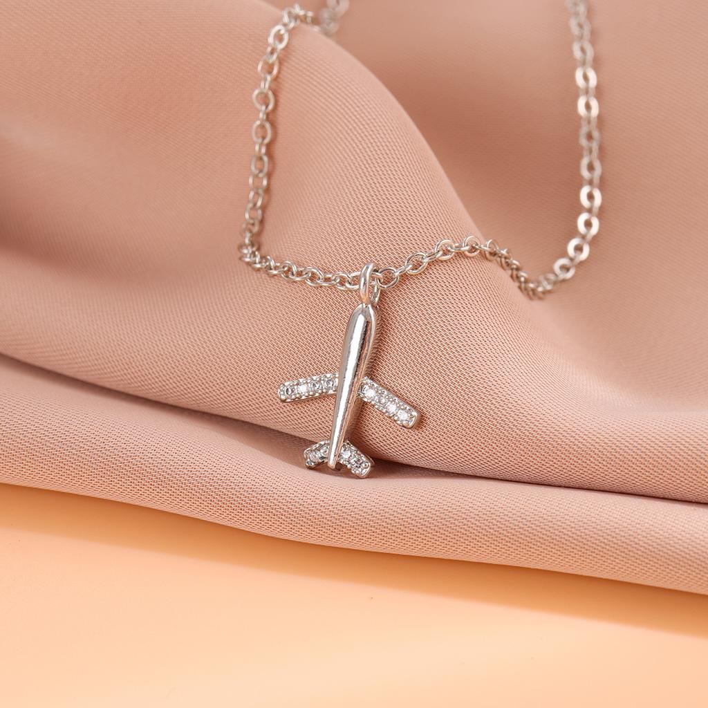 Fashion Exquisite Airplane 925 Sterling Silver Plane Clavicle Chain Necklaces
