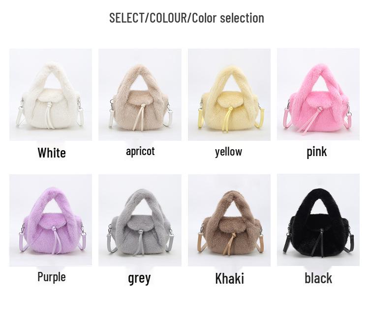Herbst/Winter 2025 Vielseitige Plüsch-Crossbody-Bucket-Bag