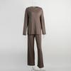 European & American Women's Knit Pajama Set: 2025 Autumn/Winter Loose Round Neck Long Sleeve Top & Pants