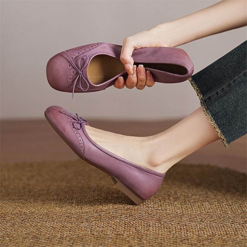 Fashion New Spring/Summer Genuine Leather Women Pumps Shoes for Women Fashion Brogue Designs Round Toe Loafers Shoes Women Low Heels