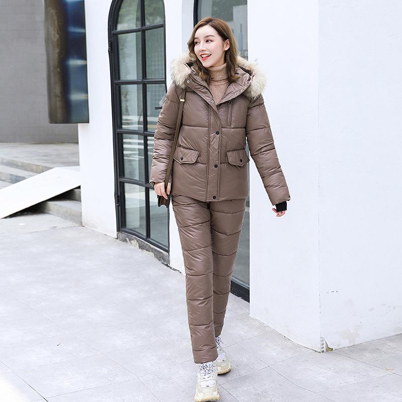 2023 Women's Winter Korean Style Down Cotton Two-Piece Set: Thickened Jacket & Outerwear