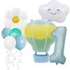 32 Inch Baby Blue Digital Matte Hot Air Balloon Smiley Face Cloud Aluminum Film Balloon Birthday Party Decoration Magic