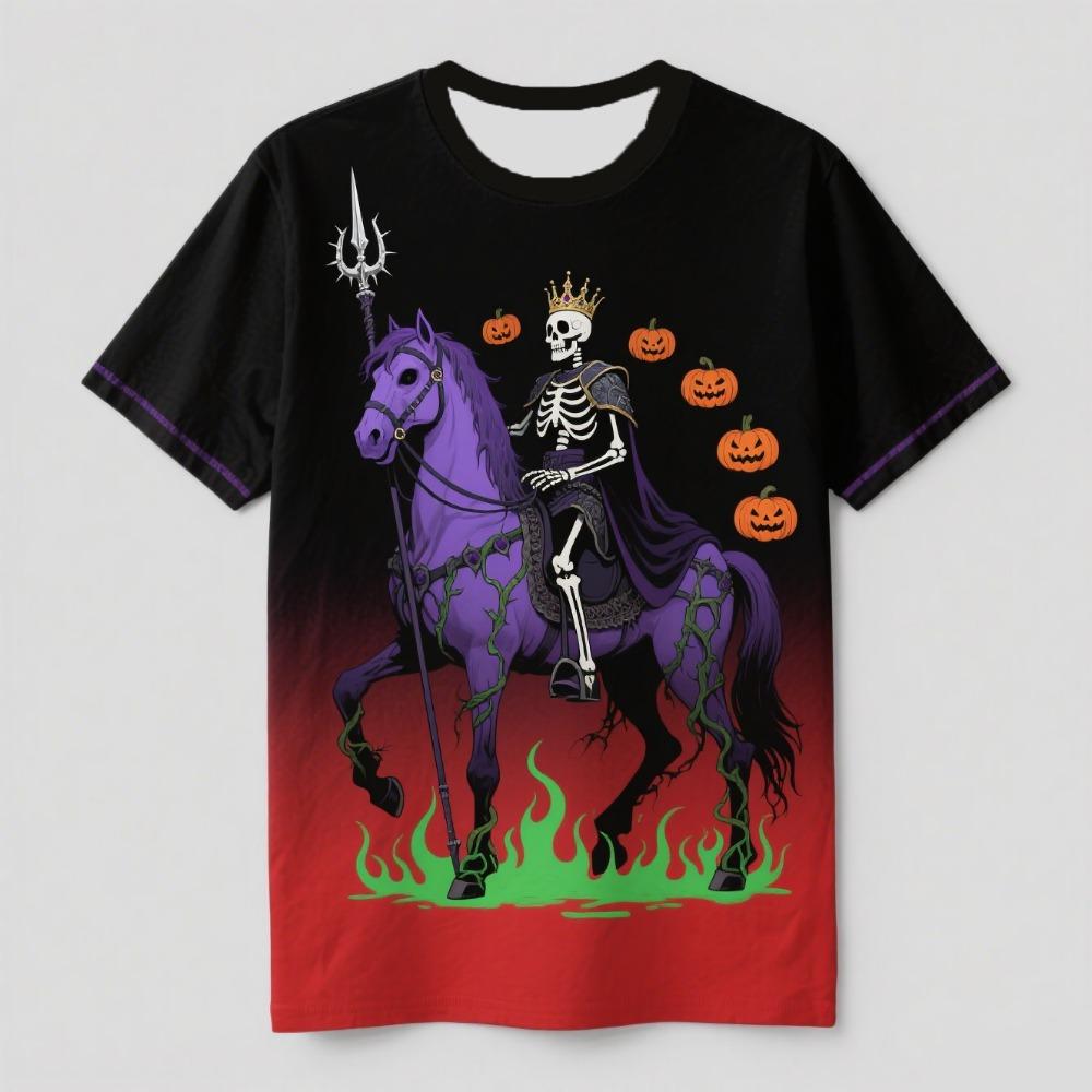 Halloween 3D T-shirt Death Day Sugar Skull Print Men s and Women s Retro Horror Style Short Sleeve Pattern Top 5XL 990₽