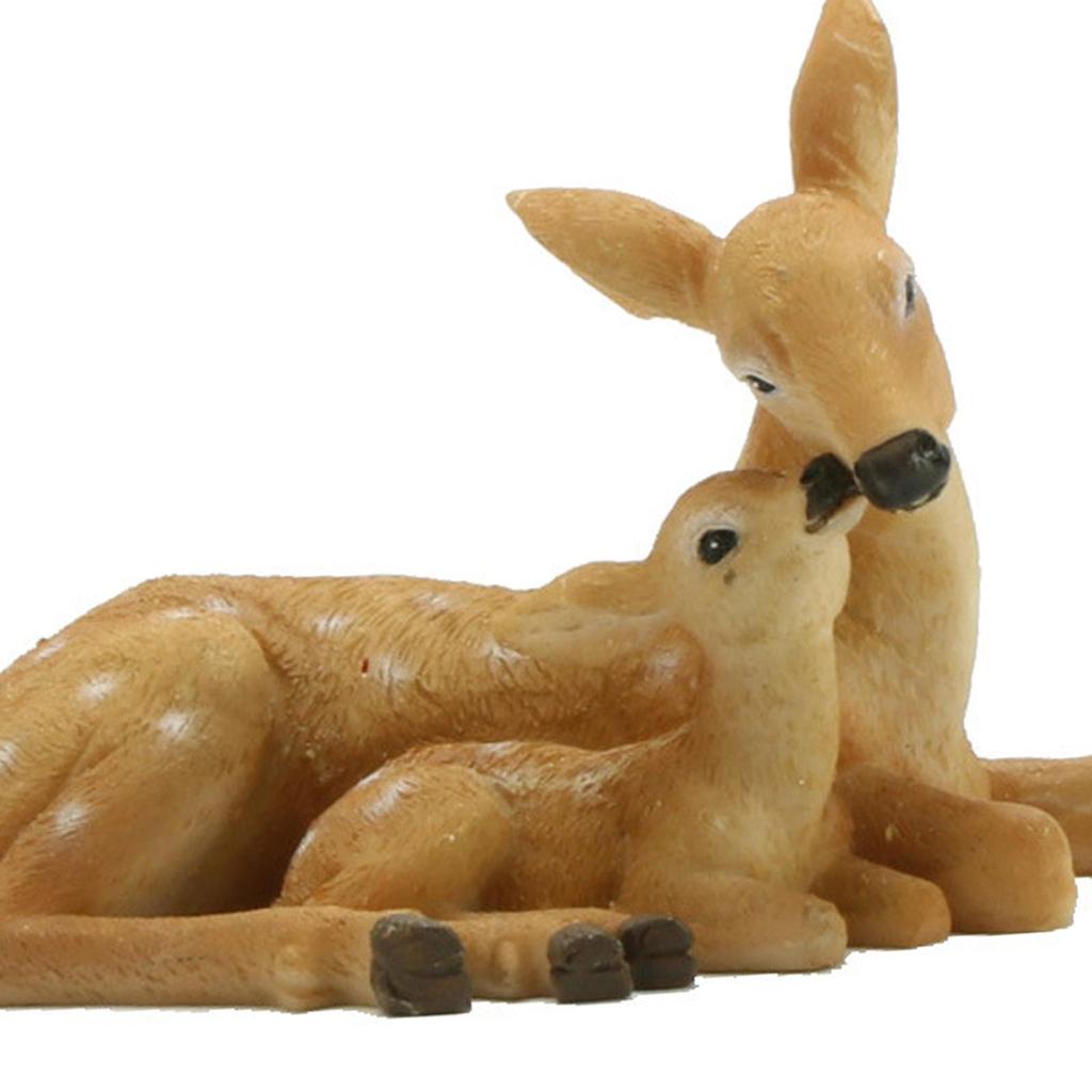 Resin Sika Deer Statue Ornament Deer Sculpture Cute Chinese Spotted Deer Model Mini Animal Statue for Park Lawn Multipurpose