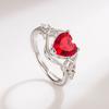 925 Sterling Silver Red Heart Zircon Elegant Women's Sets Ring Earring Necklace Bridal Wedding High Quality Fine Jewelry Sets